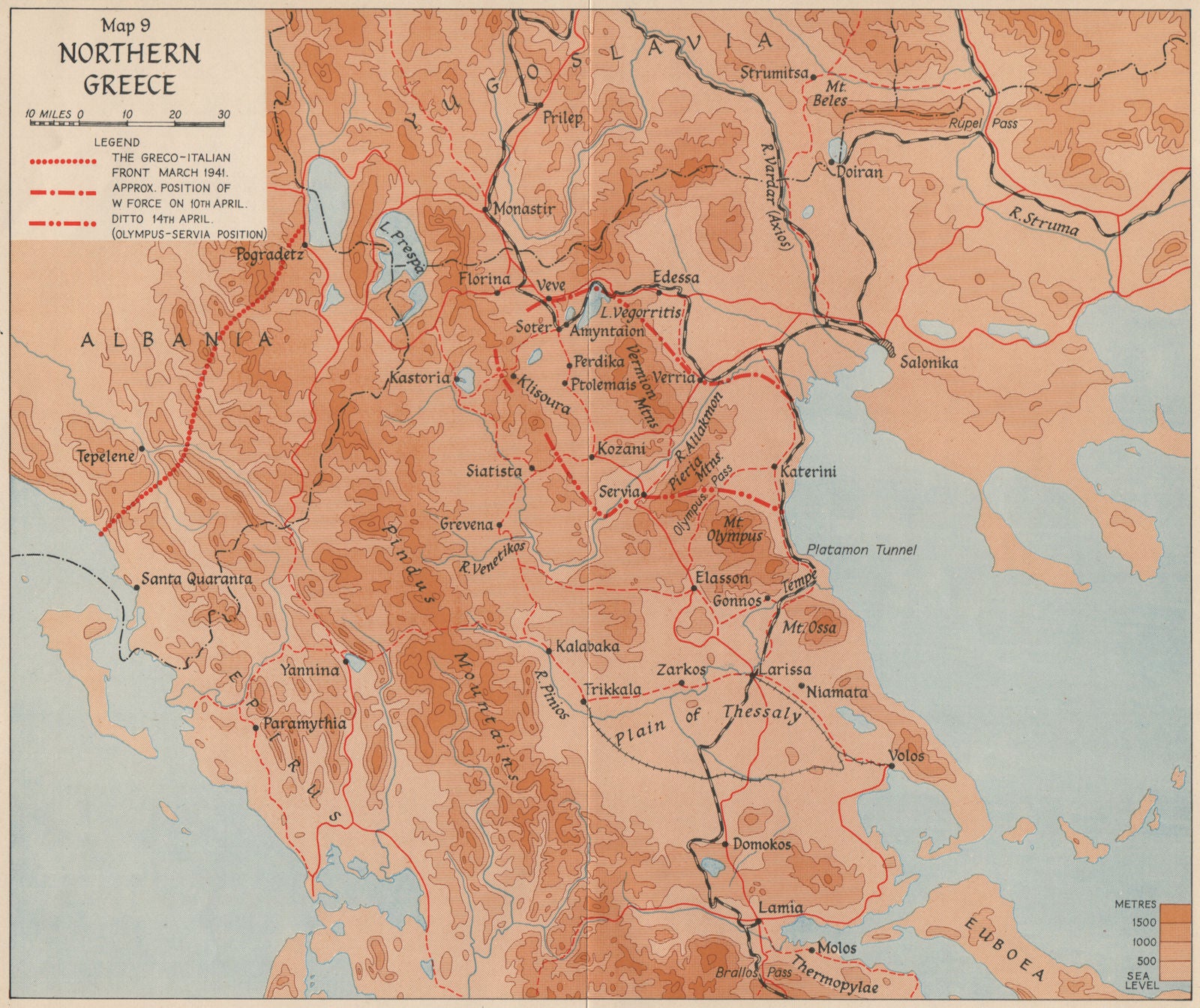 OPERATION MARITA 1941. Northern Greece. World War 2 1956 old vintage map chart